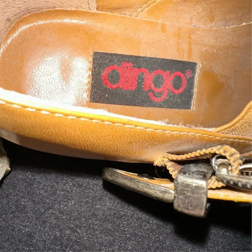 Dingo‎ Women's Carmel Brown Leather Western Ankle Booties Size 6.5 Vintage Style
